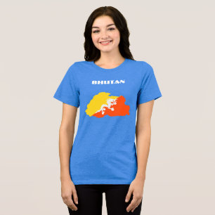 BHUTAN Special Customisable Blue Tourist  Tri-Blend Shirt