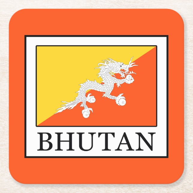 Bhutan Square Paper Coaster (Front)
