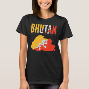 Bhutanese Bhutan Country Map Flag T-Shirt