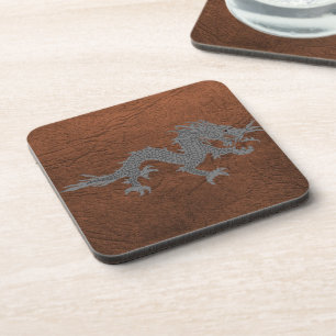 Bhutanese Dragon on Leather Coaster