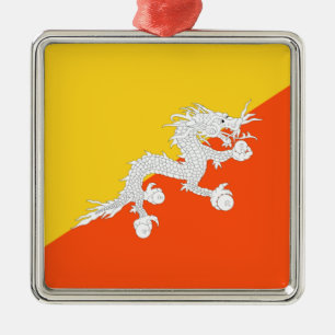 Bhutanese Flag (Bhutan) (Thunder Dragon)  Metal Tree Decoration