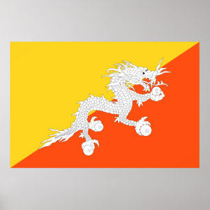 Bhutanese Flag (Bhutan) (Thunder Dragon) Poster