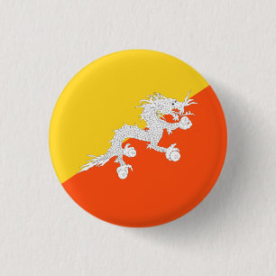 Bhutanese Flag, Flag of Bhutan 3 Cm Round Badge