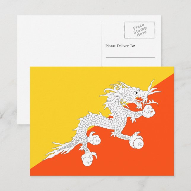 Bhutanese Flag, Flag of Bhutan Postcard (Front/Back)
