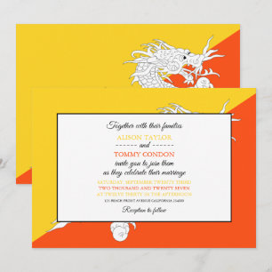 Bhutanese Flag, Flag of Bhutan Wedding Invitation