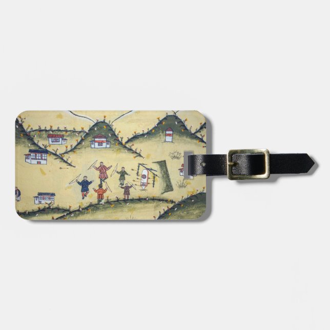 Bhutanese house with archery paintings - Bhutan Luggage Tag (Front Horizontal)