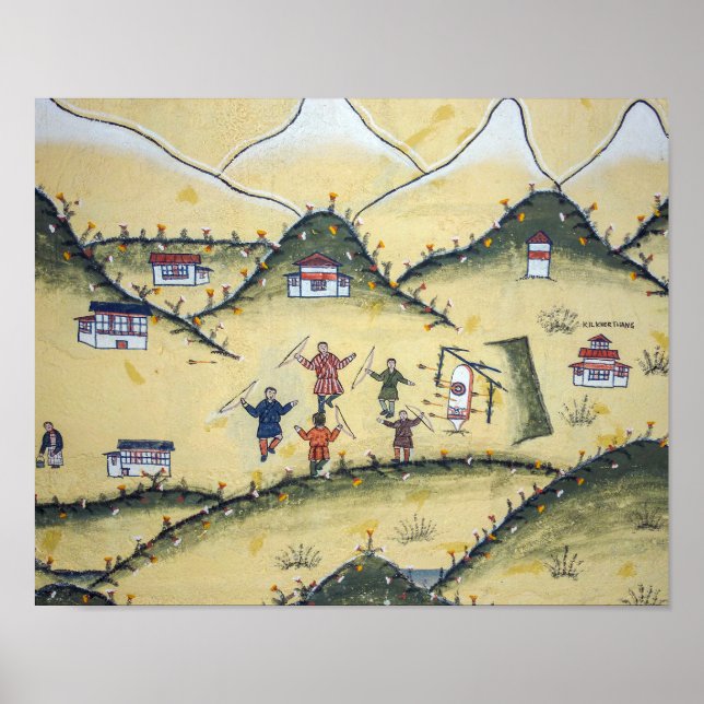 Bhutanese house with archery paintings - Bhutan Poster (Front)