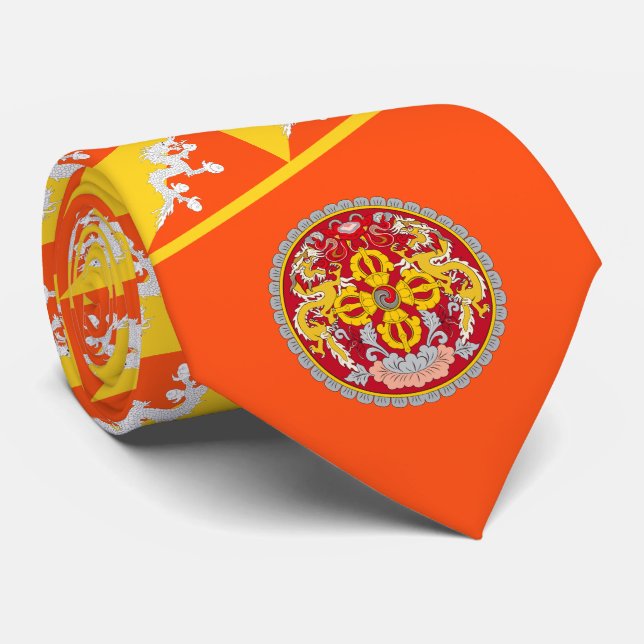 Bhutanese National Emblem and Flag, Bhutan Tie (Rolled)
