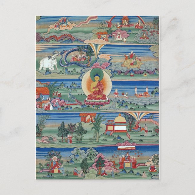 Bhutanese painted thanka of the Jataka Tales Postcard (Front)