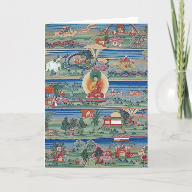 Bhutanese painted thanka of the Jataka Tales Thank You Card (Front)