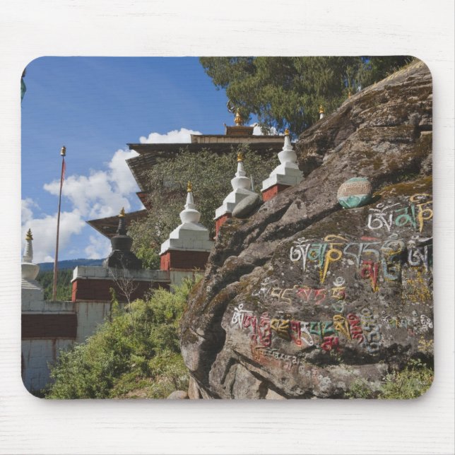 Bhutanese writing on rocks and Nepalese chortens Mouse Mat (Front)