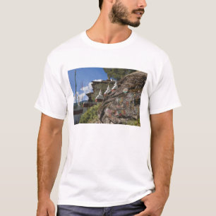 Bhutanese writing on rocks and Nepalese chortens T-Shirt
