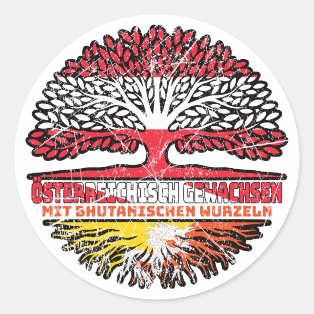 Bhutanisch Österreichisch Österreich Baum Classic Round Sticker (Front)