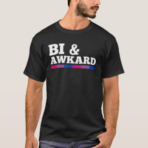 Bi And Awkward Bisexual Pride Flag Minimalist Styl T-Shirt