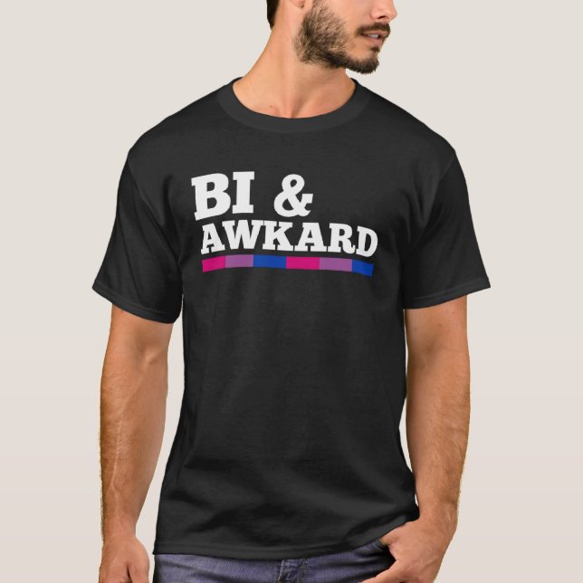 Bi And Awkward Bisexual Pride Flag Minimalist Styl T-Shirt (Front)