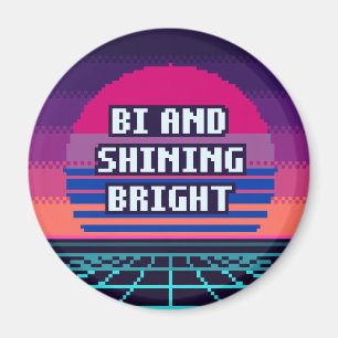 Bi And Shining Bright Pride Pixel Magnet