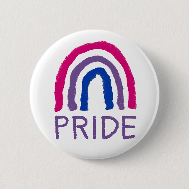 Bi Bisexual Pride Painted Crayon Rainbow 6 Cm Round Badge (Front)