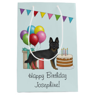Bi-Black German Shepherd Colourful Happy Birthday Medium Gift Bag