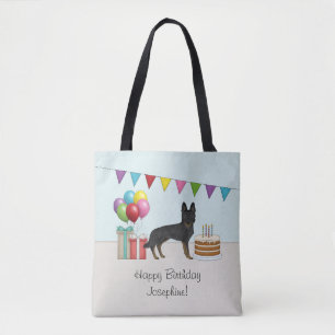 Bi-Black German Shepherd Colourful Happy Birthday Tote Bag
