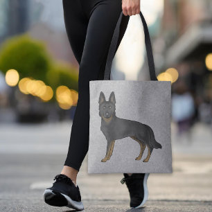 Bi-Black German Shepherd Cute Cartoon Dog Grey Tote Bag