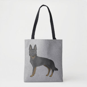 Bi-Black German Shepherd Cute Cartoon Dog Grey Tote Bag