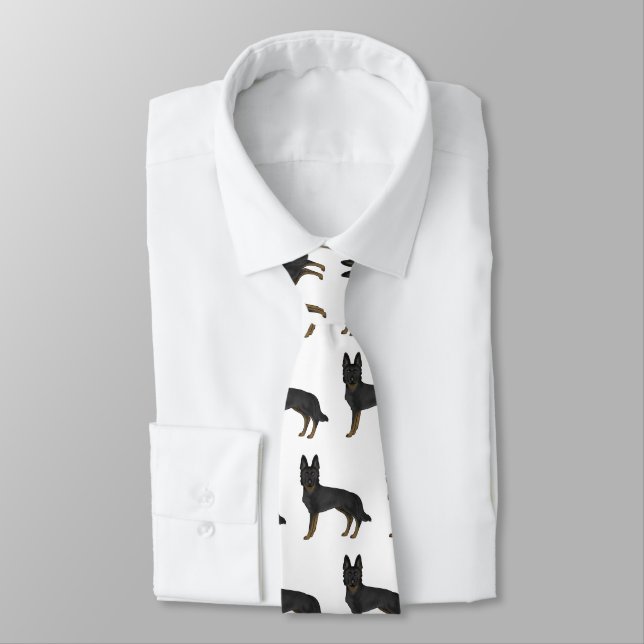Bi-Black German Shepherd Cute Cartoon Dog Pattern Tie (Tied)