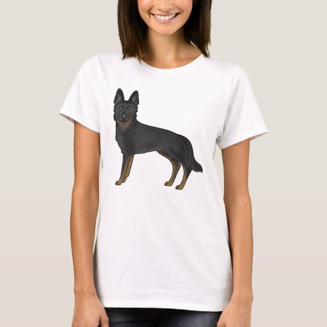 Bi-Black German Shepherd Cute Cartoon Dog T-Shirt (Front)