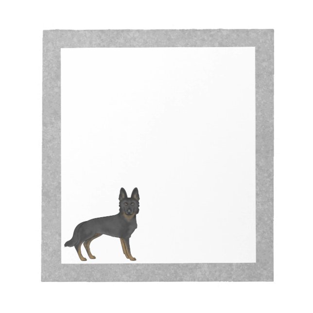 Bi-Black German Shepherd Cute Cartoon GSD Dog Grey Notepad (Front)