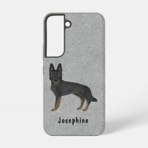 Bi-Black German Shepherd Cute Dog On Grey And Text Samsung Galaxy Case