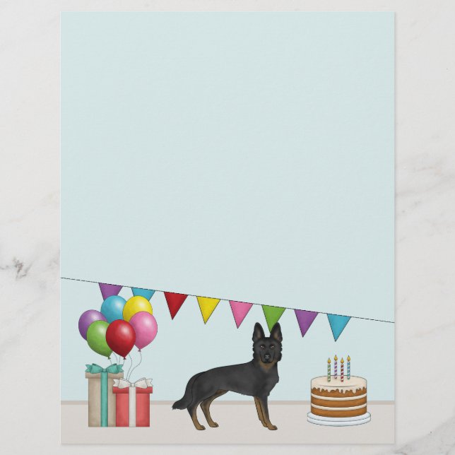 Bi-Black German Shepherd GSD Colourful Birthday Custom Letterhead (Front)