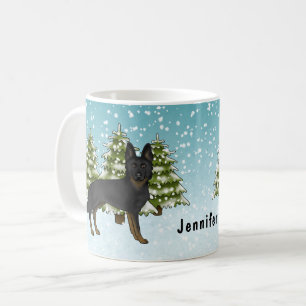 Bi-Black German Shepherd Winter Forest With Name Coffee Mug