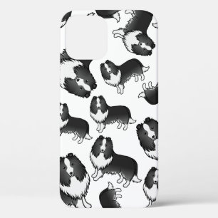 Bi-Black Shetland Sheepdog Cartoon Dog Pattern iPhone 12 Case