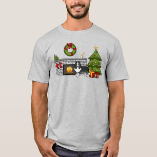 Bi-Black Shetland Sheepdog Dog In A Christmas Room T-Shirt