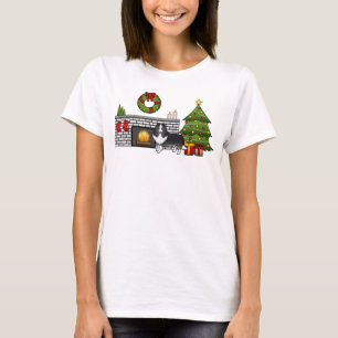 Bi-Black Shetland Sheepdog Dog In A Christmas Room T-Shirt