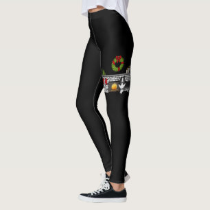 Bi-Black Shetland Sheepdog Dog In A Festive Room Leggings