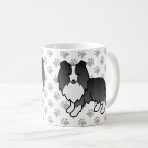 Bi-Black Shetland Sheepdog Sheltie Cartoon Dog Coffee Mug