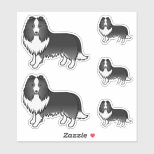 Bi-Black Shetland Sheepdog Sheltie Cartoon Dogs