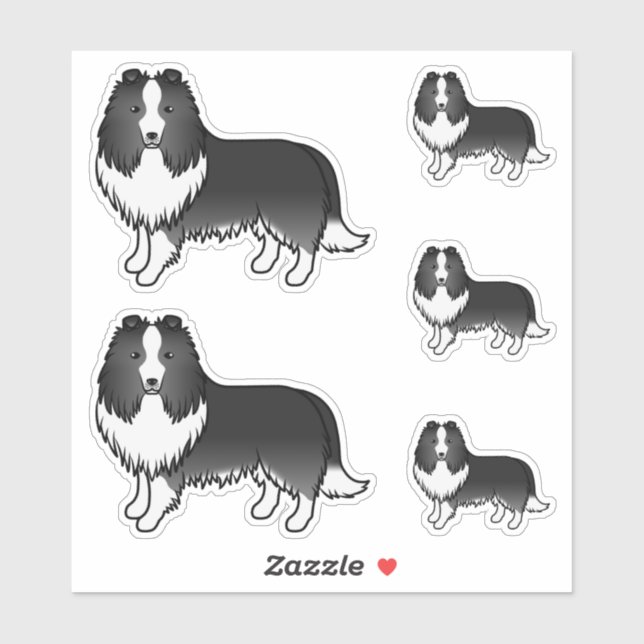 Bi-Black Shetland Sheepdog Sheltie Cartoon Dogs (Sheet)