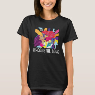 Bi Coastal Love Bisexual Rainbow Pride Bisexuality T-Shirt