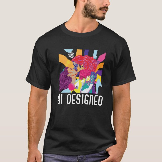 Bi Designed Bisexual Rainbow Pride March Bisexuali T-Shirt (Front)