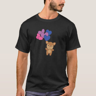 Bi Flag Balloon Hearts Pride Lgbtq Deer T-Shirt