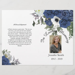 Bi-Fold Blue Roses Funeral Program Flyer
