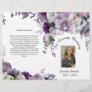 Bi-Fold Lavender Flowers Funeral Program Flyer