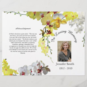 Bi-Fold Yellow Orchids Funeral Program Flyer