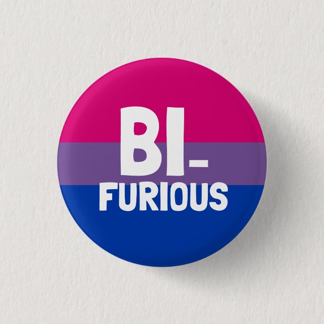 Bi Furious Bisexual Pride 3 Cm Round Badge (Front)