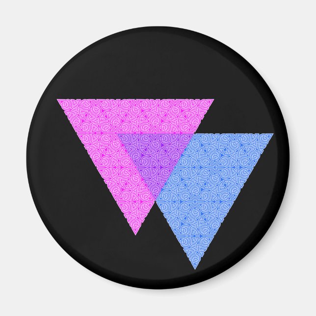 Bi Knot Symbol Round Black Magnet (Front)