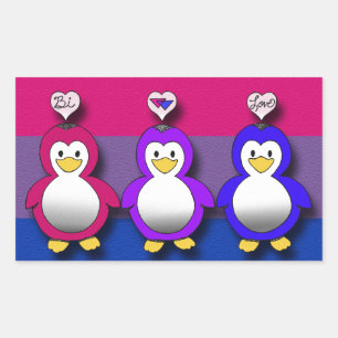 Bi Love Bi Pride Cute penguins Rectangular Sticker