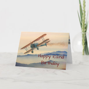 Bi-Plane From One Vintage Model 102nd Birthday Card