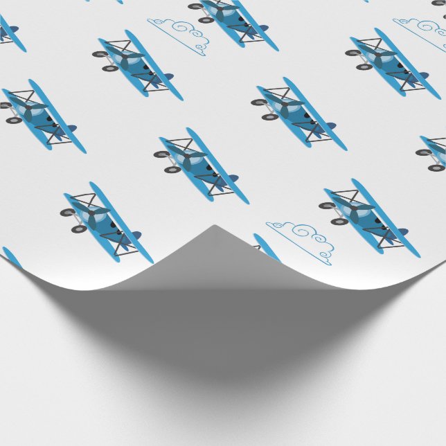 Bi-Plane In Clouds Aeroplane Wrapping Paper (Corner)