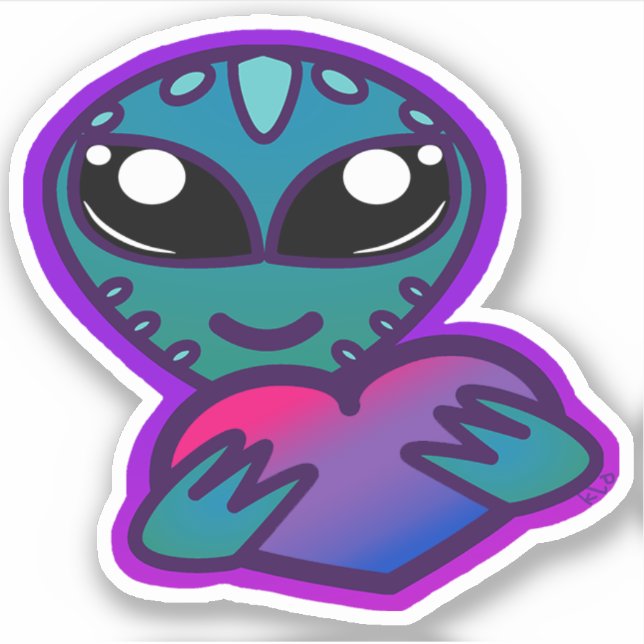 Bi Pride Alien Sticker (Front)